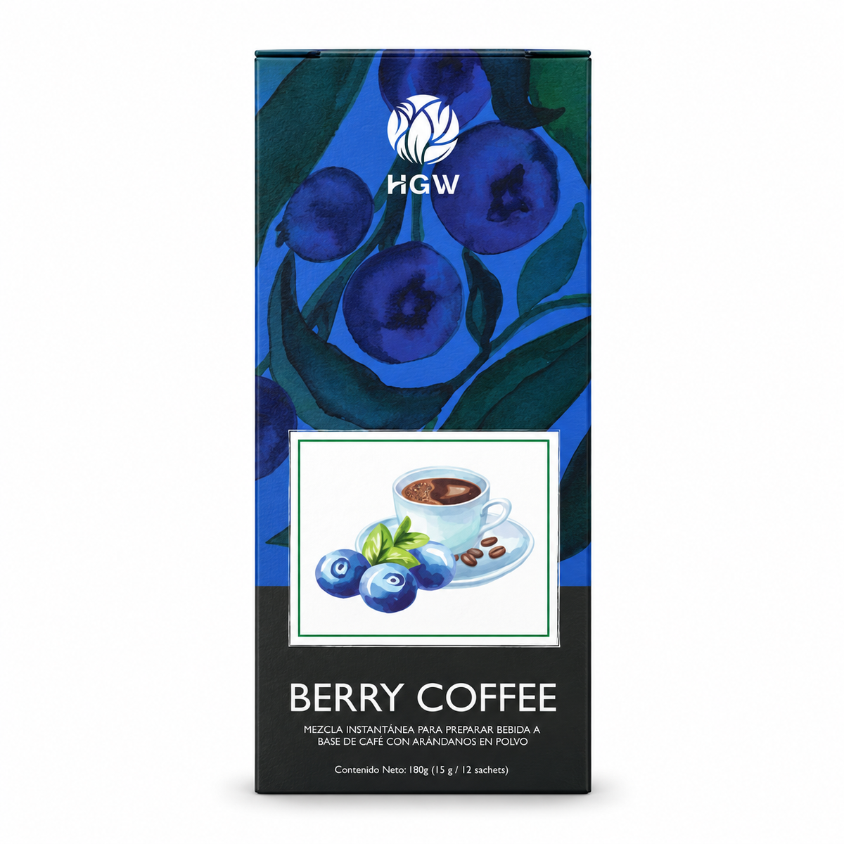 Caja de Berry Coffee HGW, vista frontal.